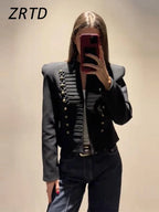 Cropped Military Stand Collar Jacket