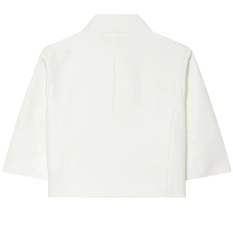 Asymmetric Cropped Stand Collar Blazer