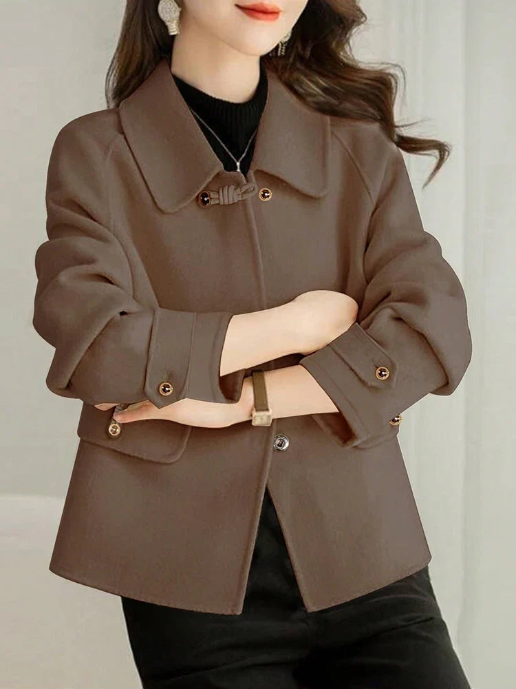Gold-Button Frog Closure Short Coat