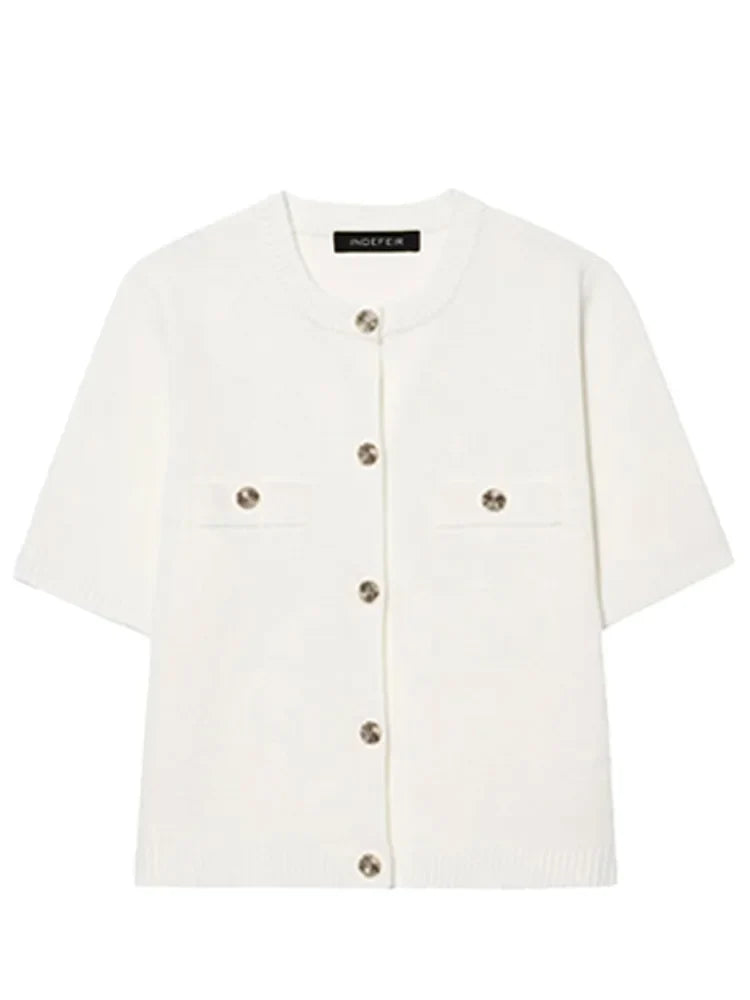 Short Sleeve Button Cardigan