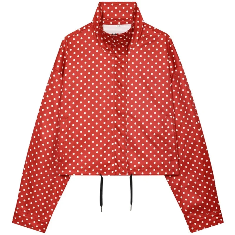 Polka Dot Cropped Zip Jacket
