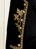 Black Velvet Jacket With Gold Embroidery