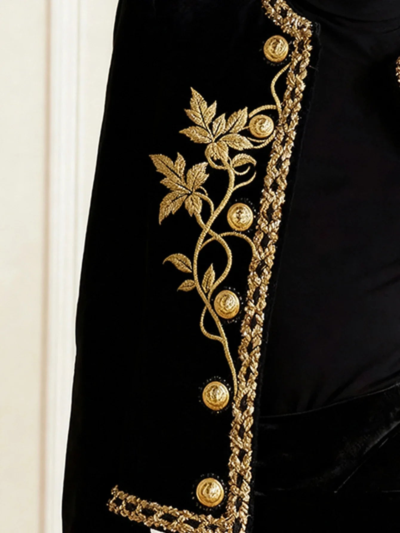 Black Velvet Jacket With Gold Embroidery