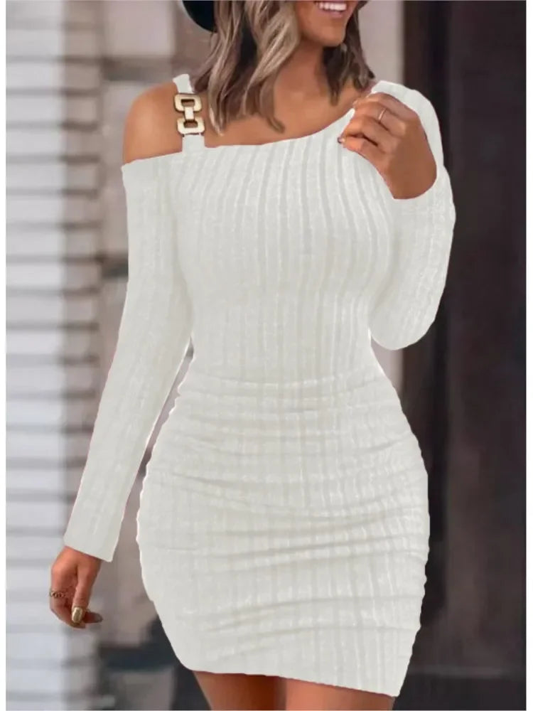 Asymmetric Off Shoulder Mini Dress