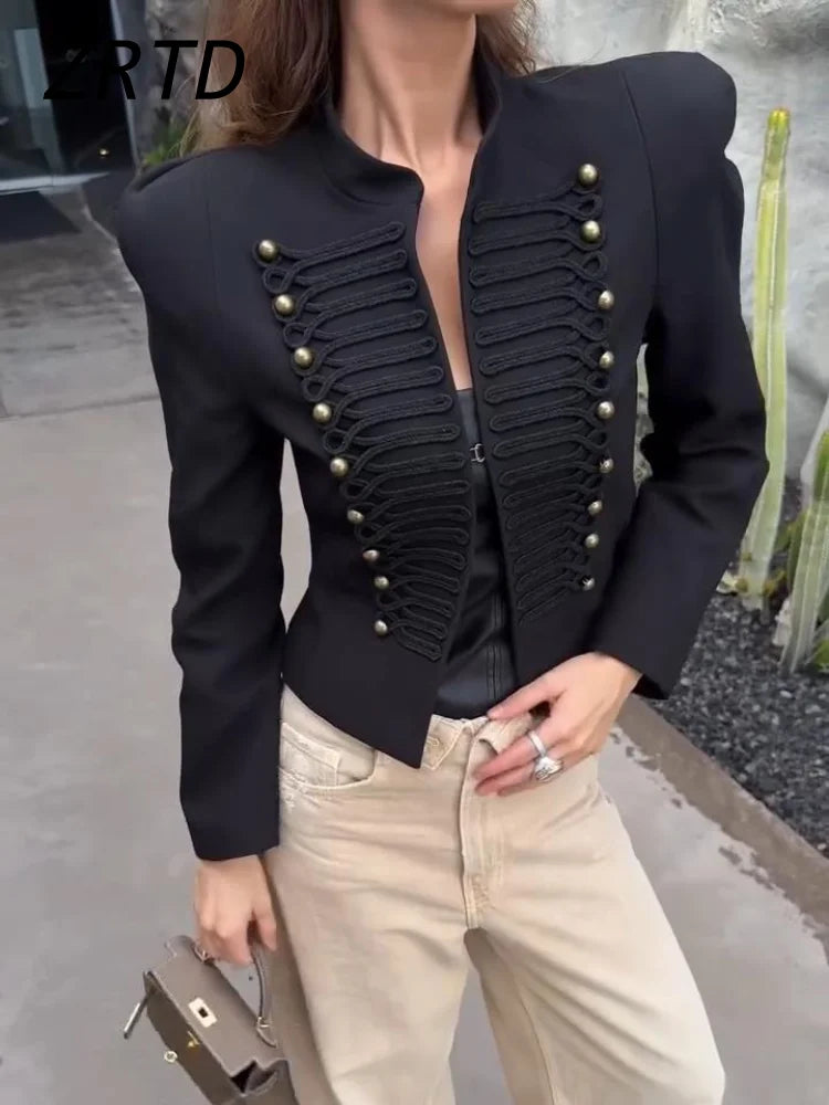 Cropped Military Stand Collar Jacket