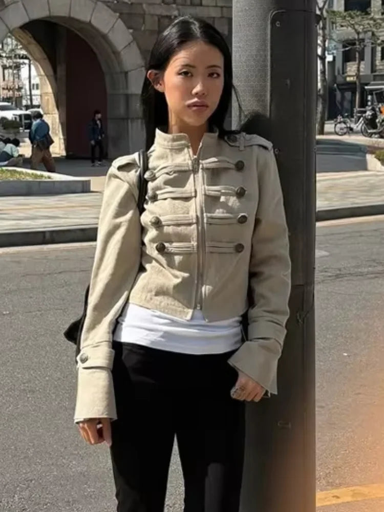 Stand Collar Cropped Jacket