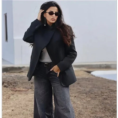 Stand Collar Relaxed Fit Blazer
