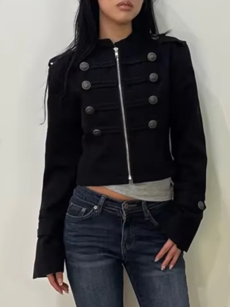 Stand Collar Cropped Jacket