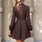 Polka Dot Self-Tie Shirt Mini Dress
