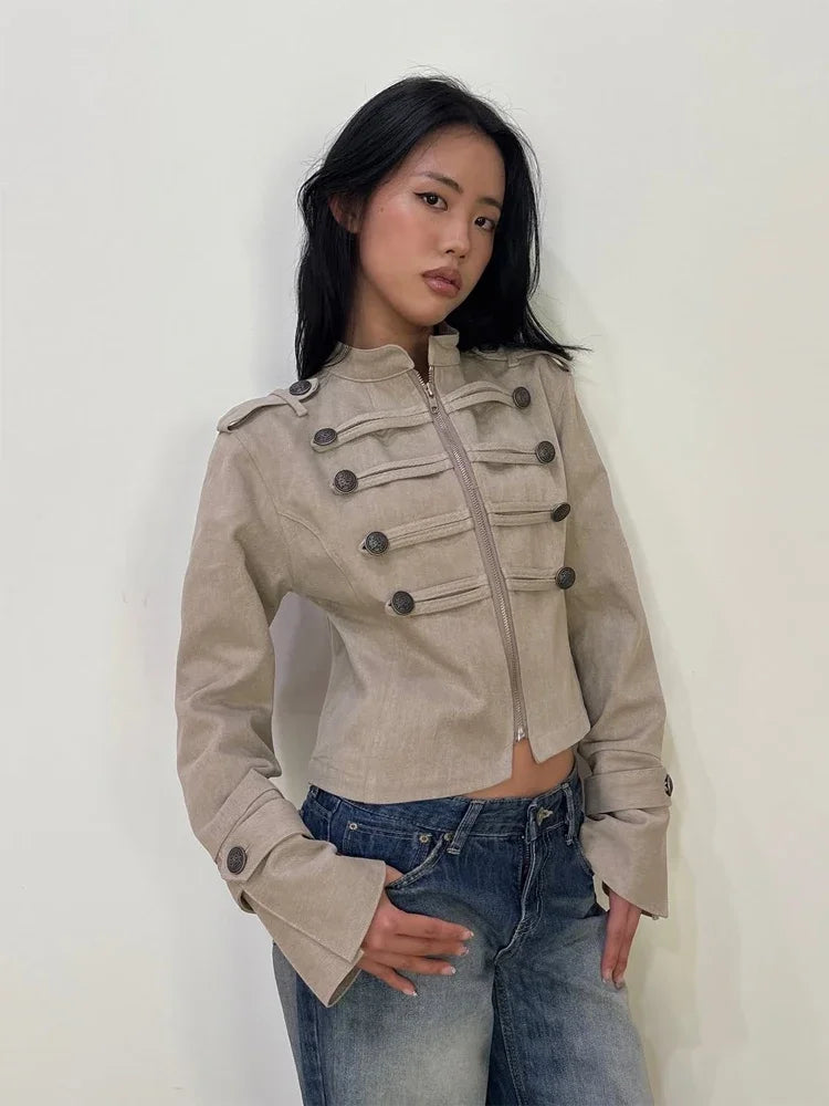 Stand Collar Cropped Jacket