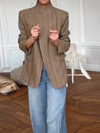 Plaid Stand Collar Blazer