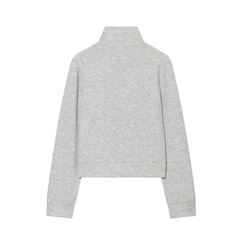 Cropped Stand Collar Zip Jacket