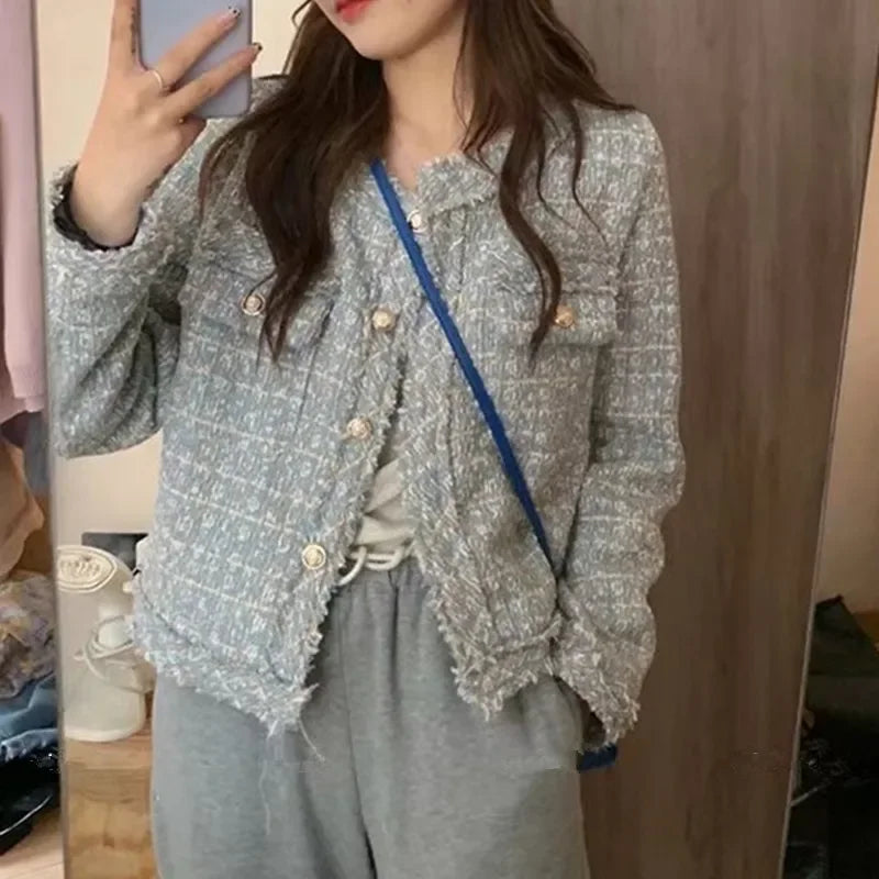 Frayed Trim Tweed Jacket