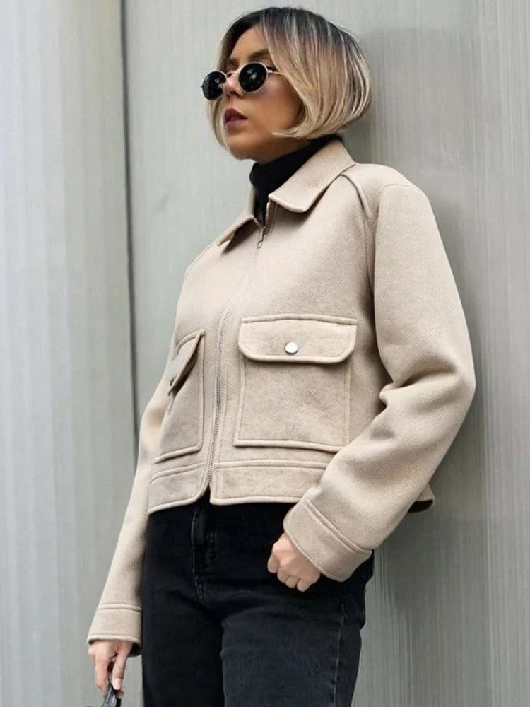 Cropped Utility Zip Jacket