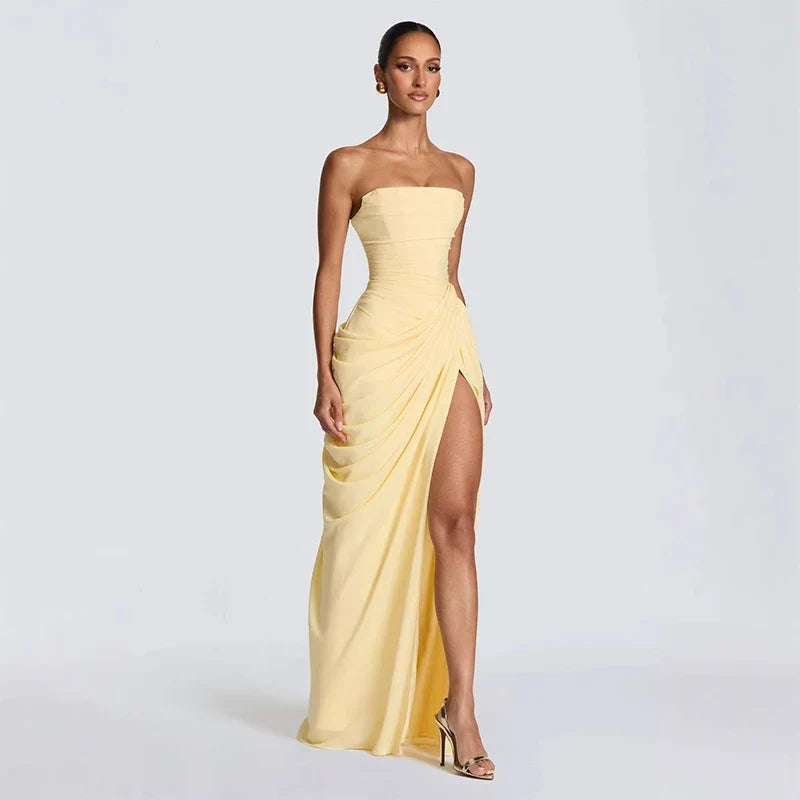 Ruched Evening Maxi Dress