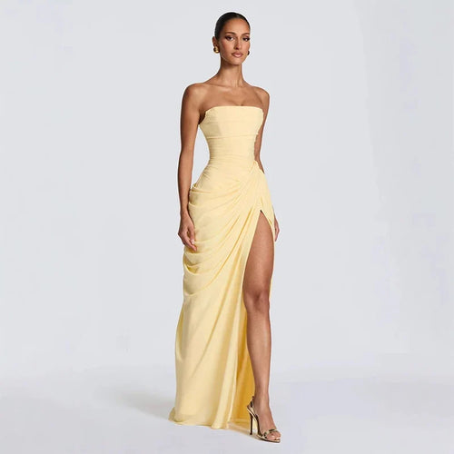Ruched Evening Maxi Dress
