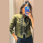 Cropped Military Stand Collar Jacket