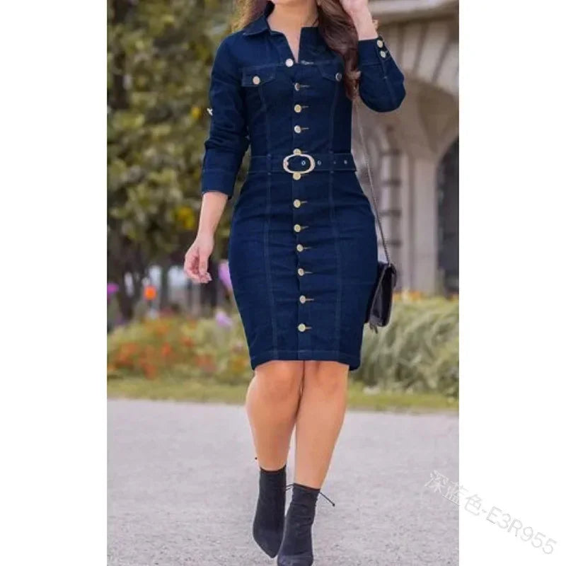 Belted Denim Shirt Dress
