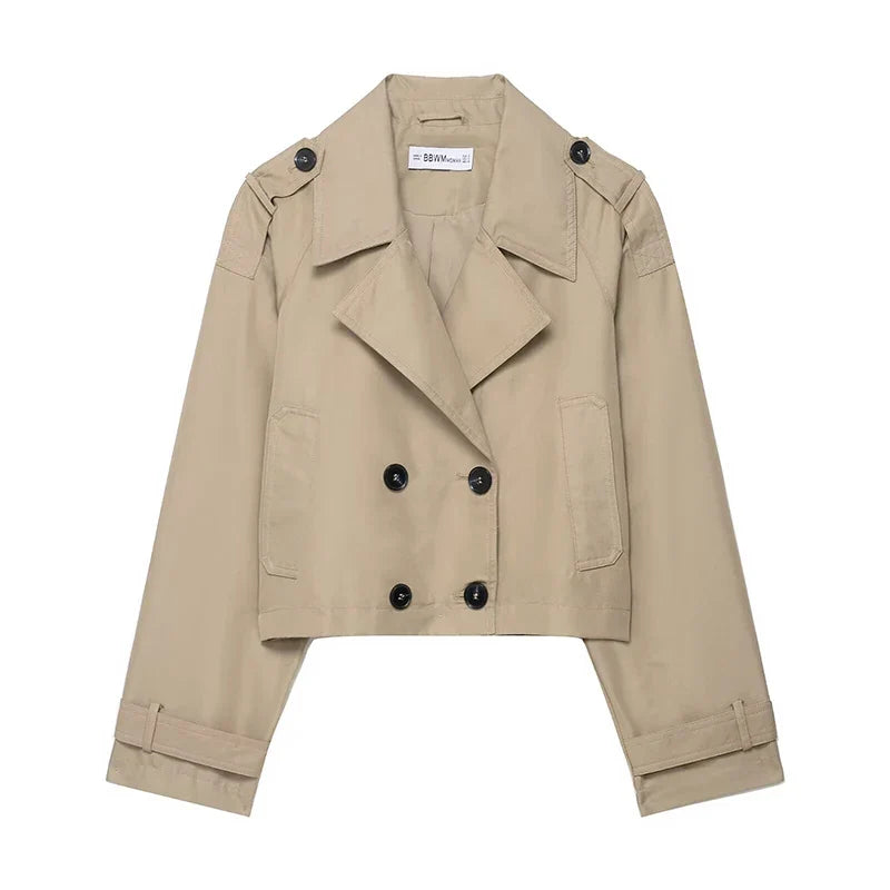 Cropped Double-Breasted Trench Jacket