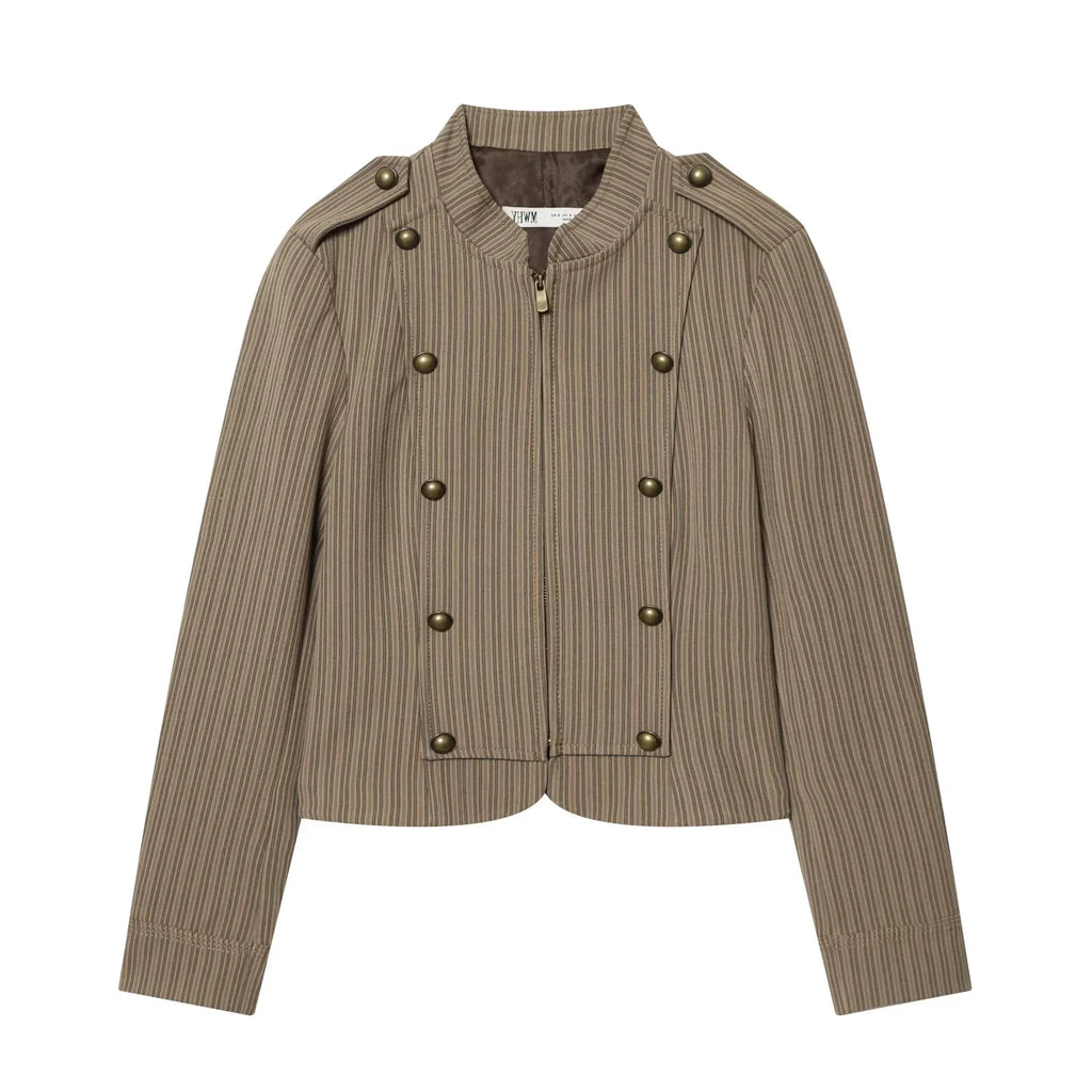 Striped Cropped Military Blazer