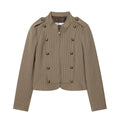 Striped Cropped Military Blazer