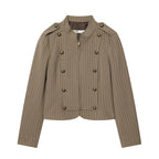 Striped Cropped Military Blazer