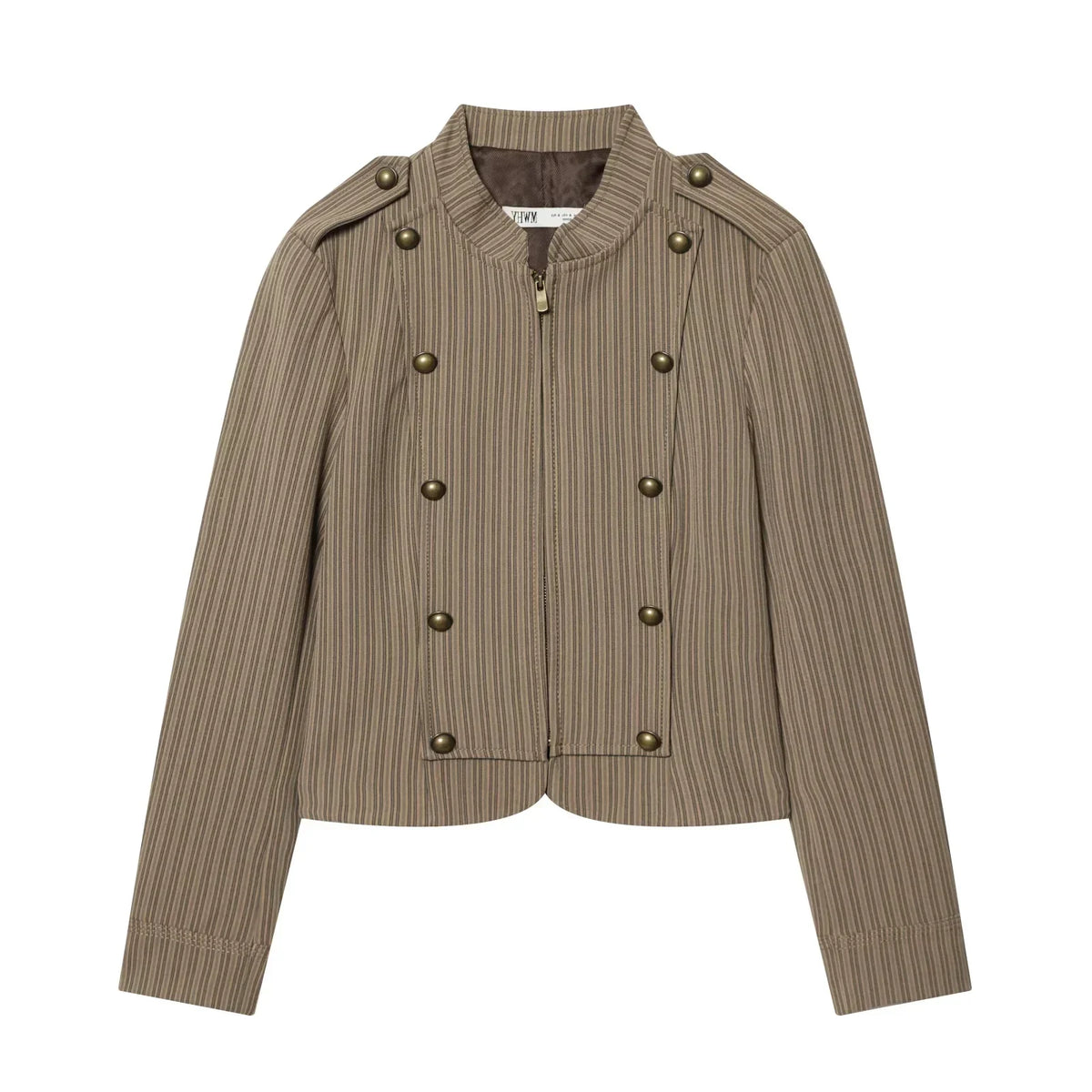 Striped Cropped Military Blazer