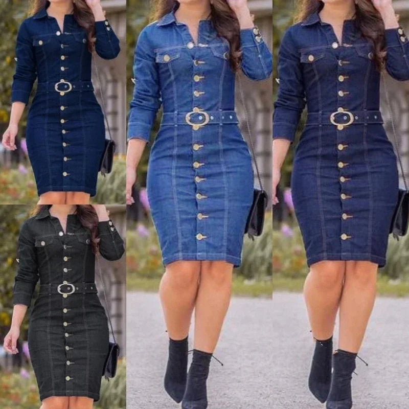 Belted Denim Shirt Dress