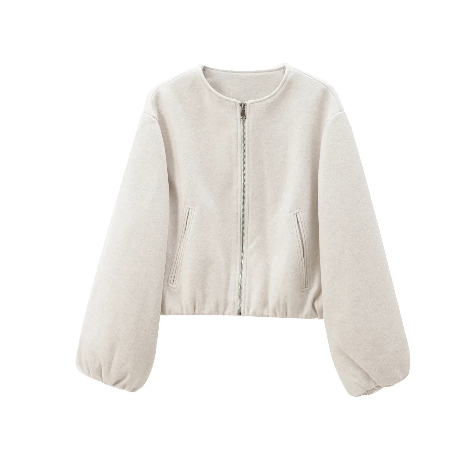 Women's Cropped Fleece Bomber Jacket