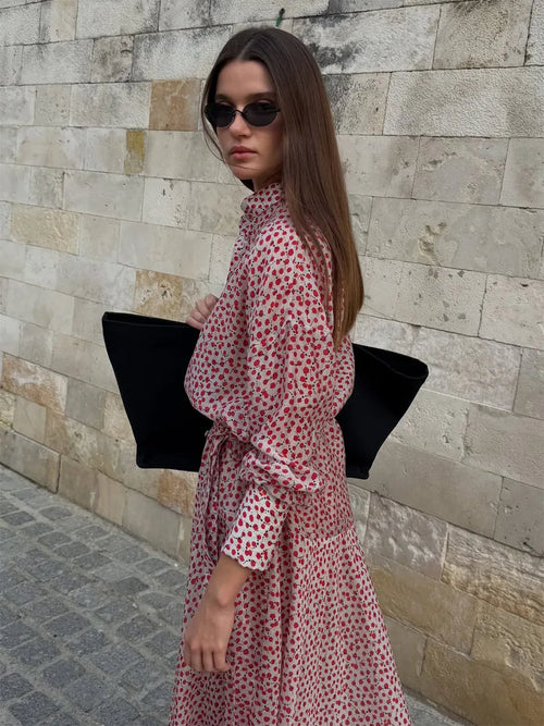 Floral Tie Waist Shirt Dress