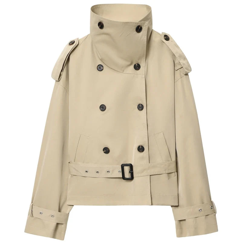 Cropped Belted Trench Jacket