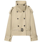 Cropped Belted Trench Jacket