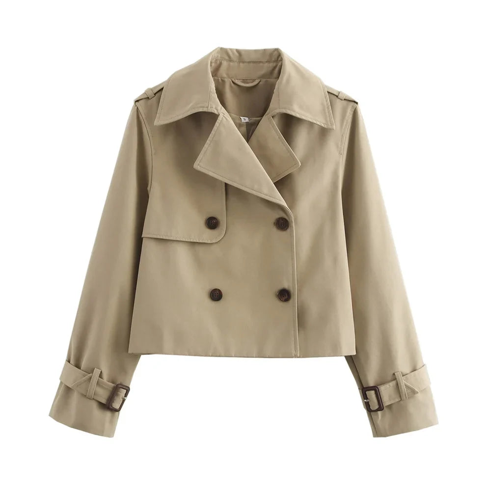Cropped Double-Breasted Trench Jacket