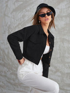 Cropped Corduroy Utility Jacket