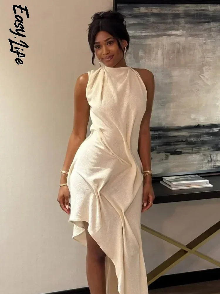 Draped Halter Maxi Dress
