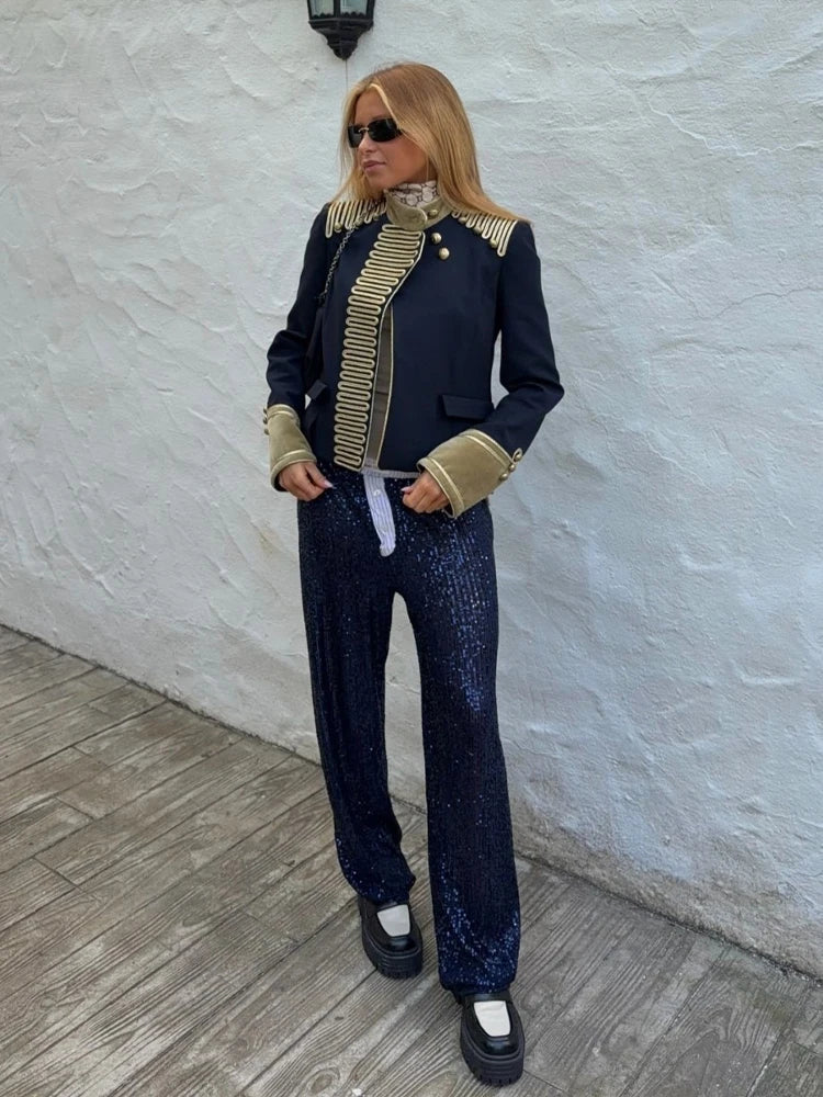 Gold Braid Trim Military Jacket