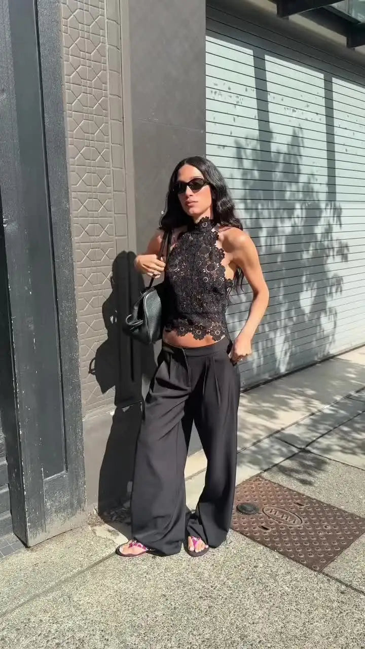 Floral Lace Halter Skirt Set