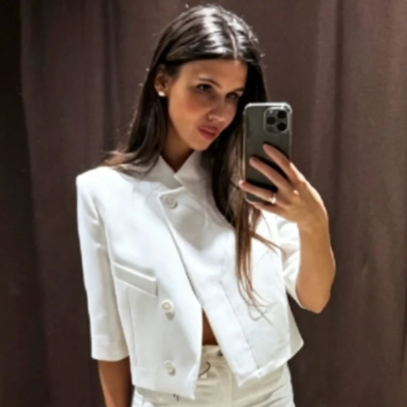Cropped Stand Collar Jacket