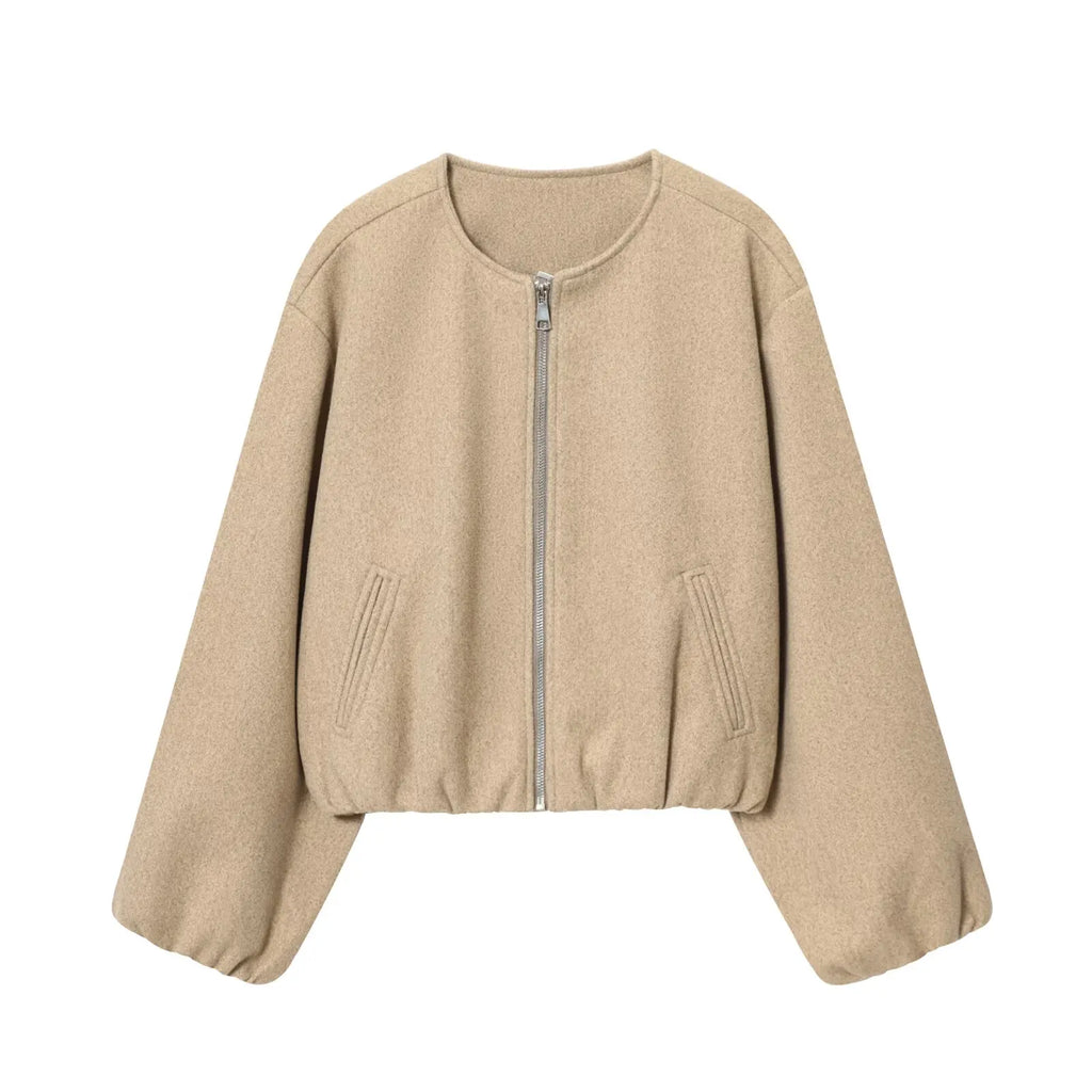 Women's Cropped Fleece Bomber Jacket