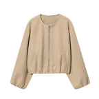 Women's Cropped Fleece Bomber Jacket