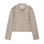Taupe Military-Inspired Cropped Jacket