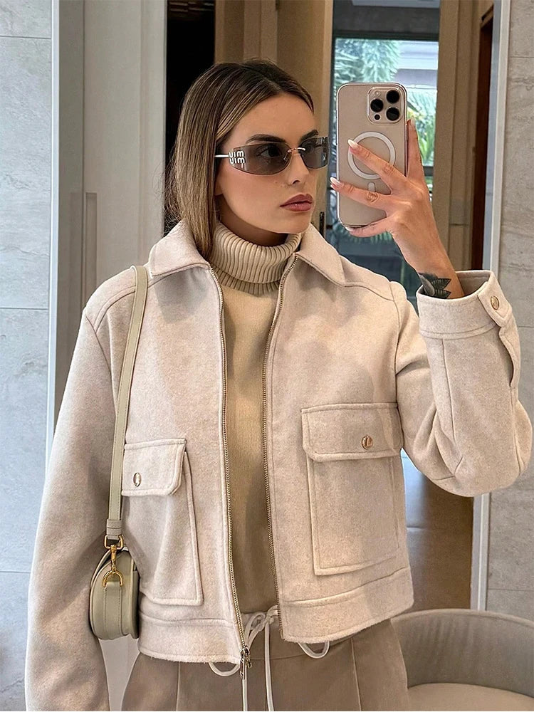 Cropped Utility Zip Jacket
