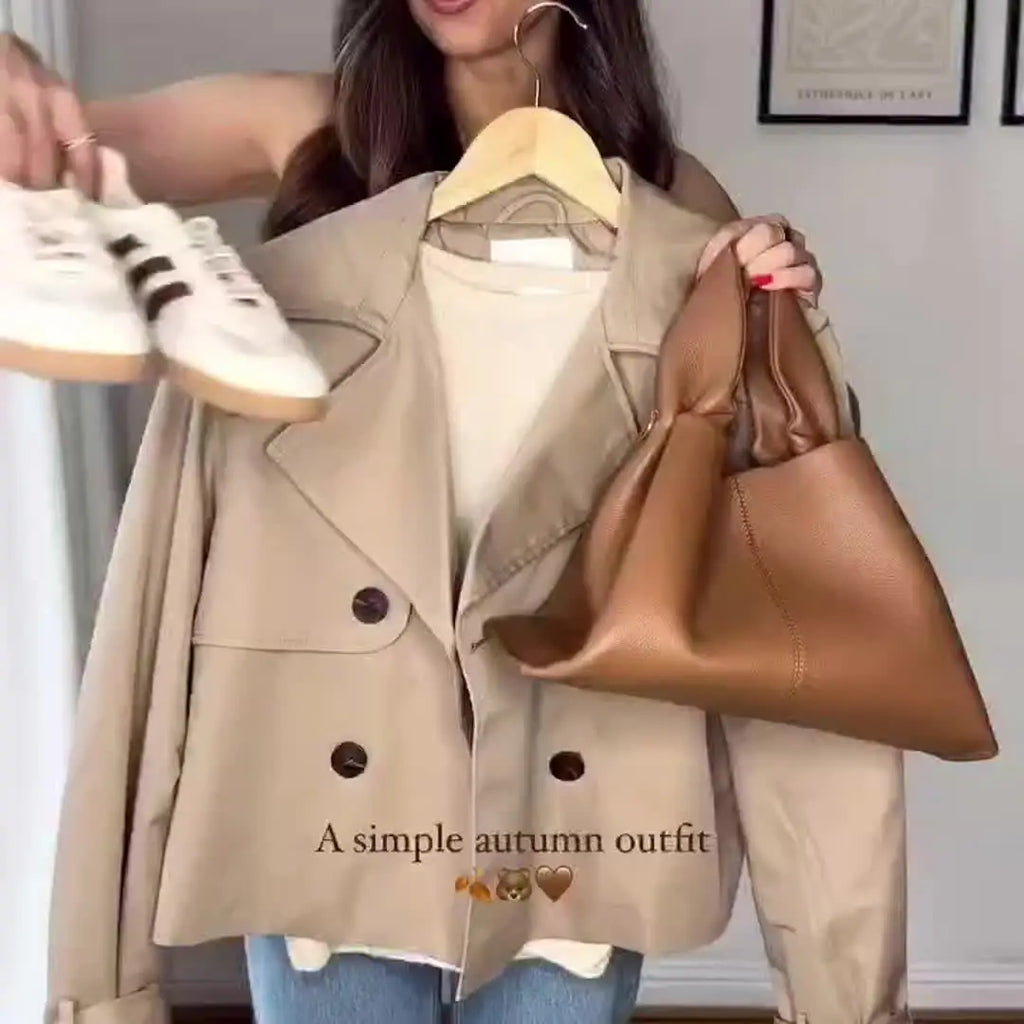 Cropped Double-Breasted Trench Jacket