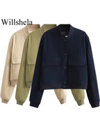 Cropped Ribbed Collar Bomber Jacket