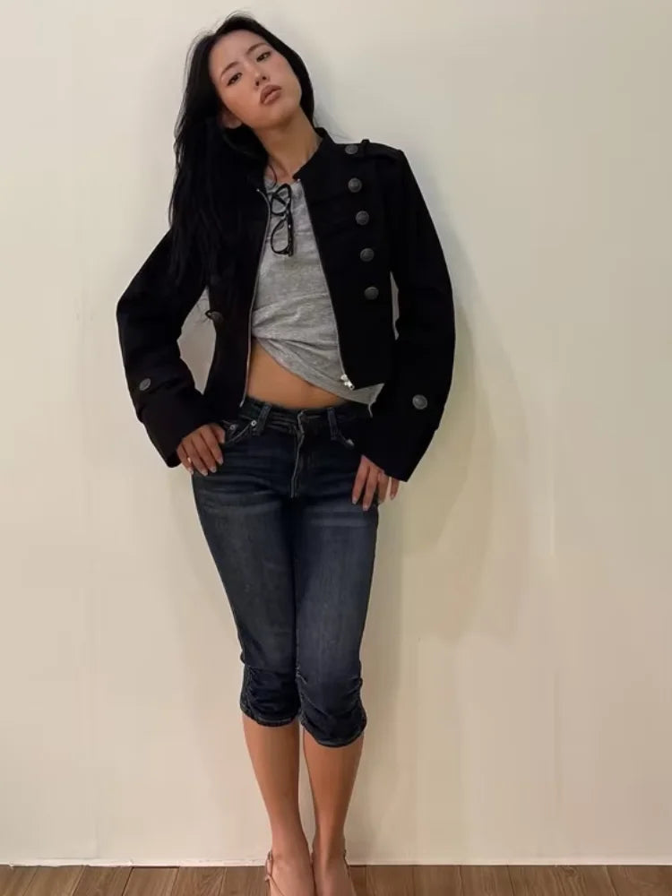 Stand Collar Cropped Jacket