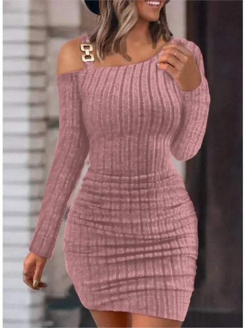 Asymmetric Off Shoulder Mini Dress
