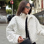Polka Dot Cropped Zip Jacket