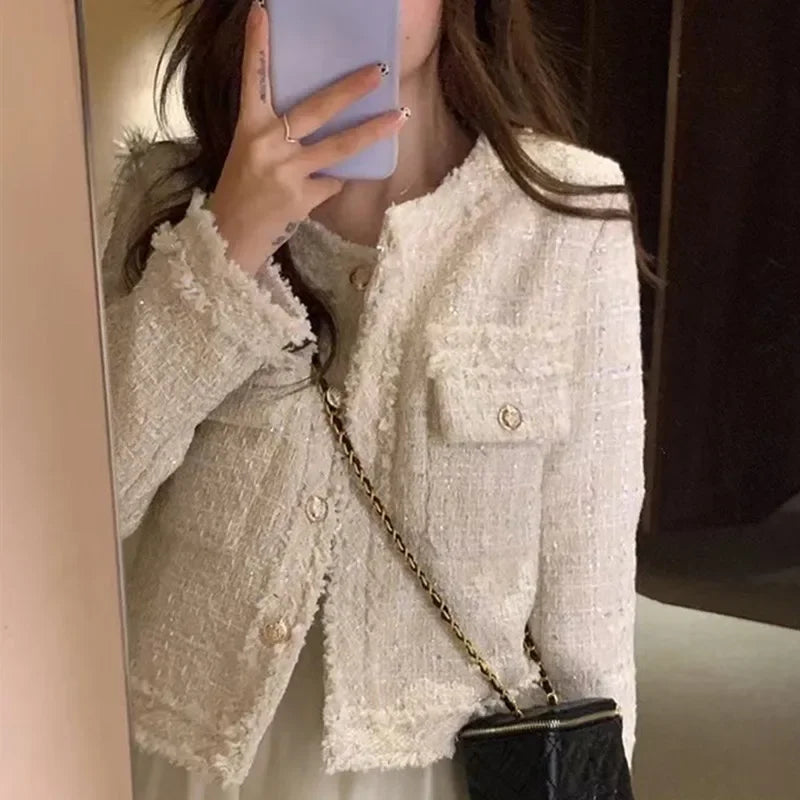 Frayed Trim Tweed Jacket