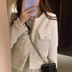 Frayed Trim Tweed Jacket