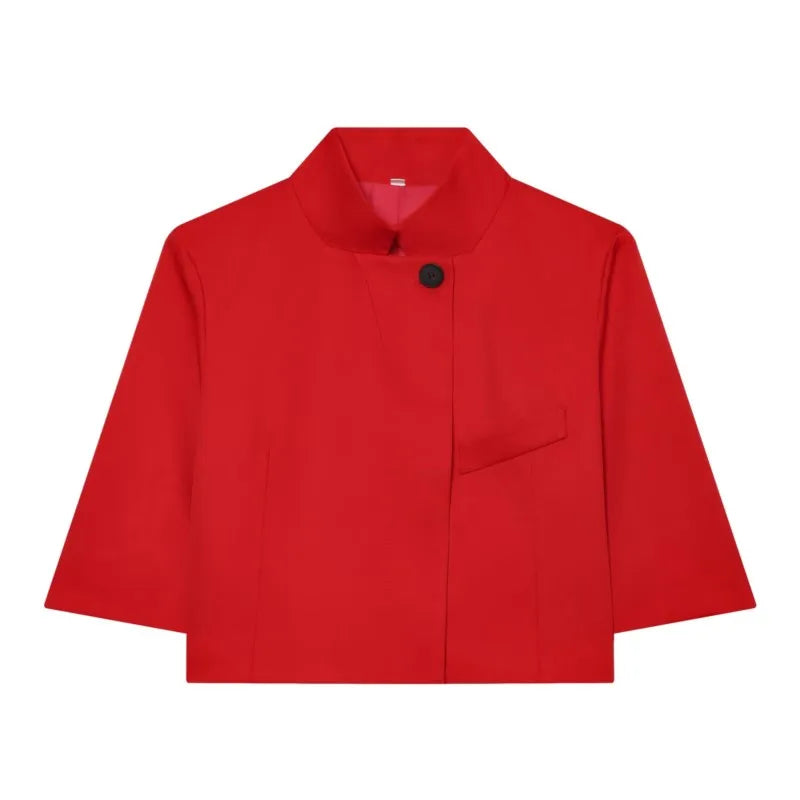 Cropped Stand Collar Jacket
